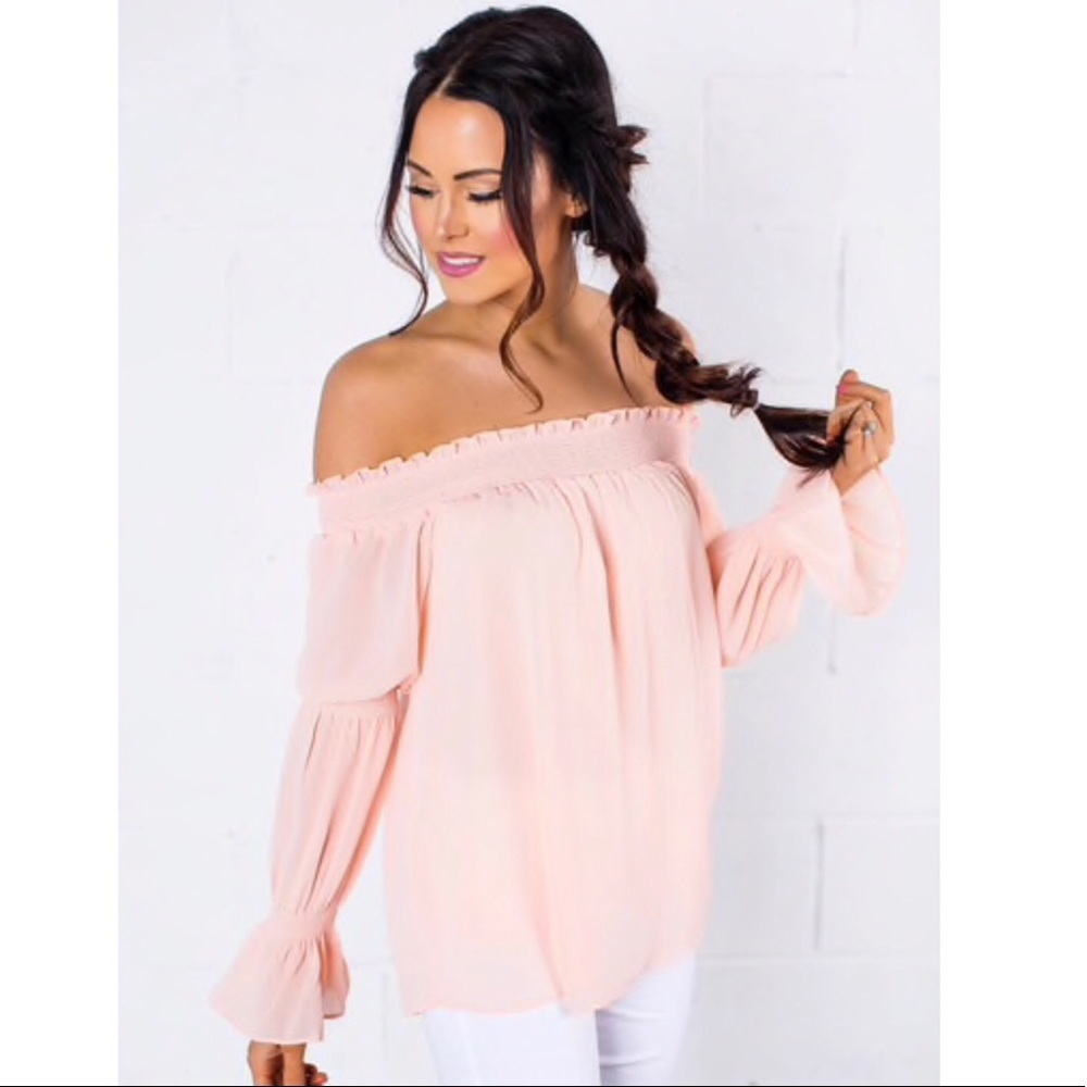 Dottie Couture Smocked Detail Off The Shoulder Top